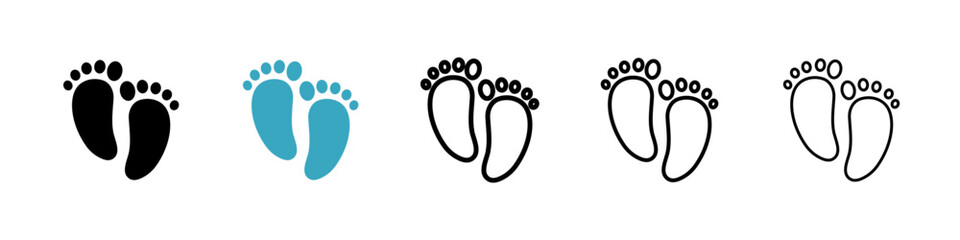 Foot icons in Multiple Styles Set. Vector Illustration