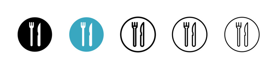 Fork and Knife icons in Multiple Styles Set. Vector Illustration