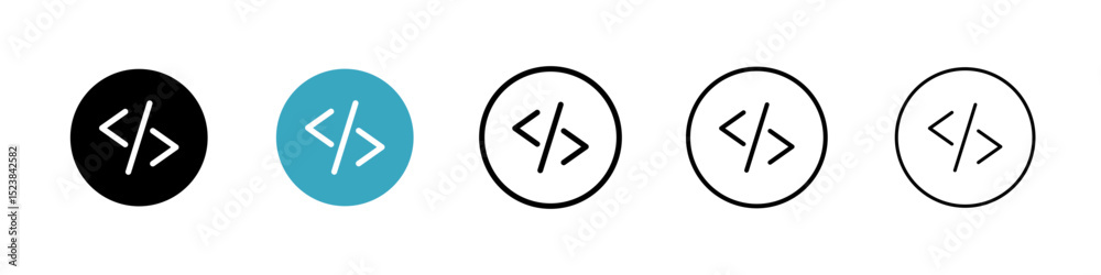 Poster code icons in multiple styles set. vector illustration