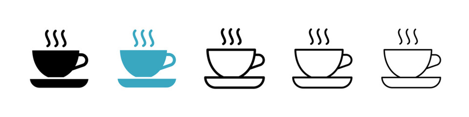Coffee icons in Multiple Styles Set. Vector Illustration