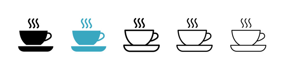 Coffee icons in Multiple Styles Set. Vector Illustration