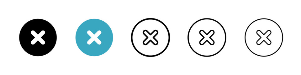 Fototapeta premium Cancel icons in Multiple Styles Set. Vector Illustration
