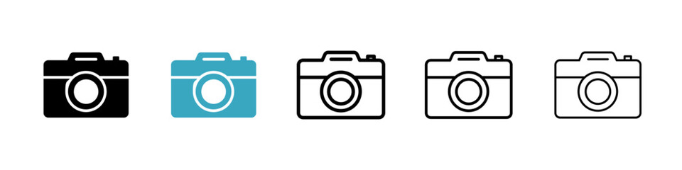 Camera icons in Multiple Styles Set. Vector Illustration