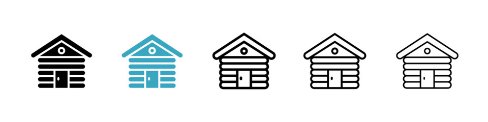 Cabin icons in Multiple Styles Set. Vector Illustration