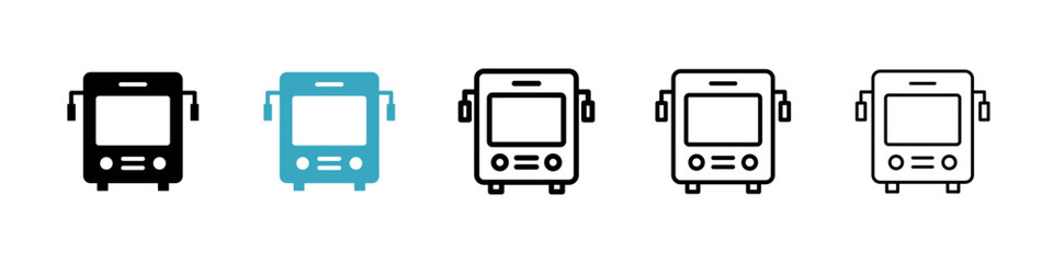 Bus icons in Multiple Styles Set. Vector Illustration