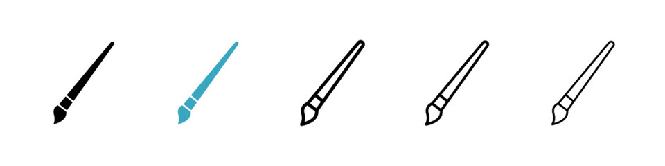 Brush icons in Multiple Styles Set. Vector Illustration