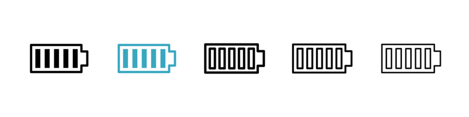 Battery icons in Multiple Styles Set. Vector Illustration