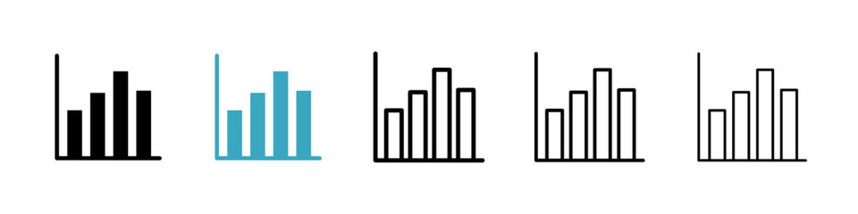 Bar chart icons in Multiple Styles Set. Vector Illustration
