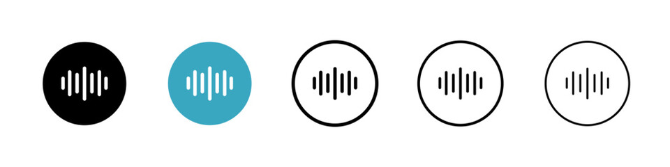 Audio icons in Multiple Styles Set. Vector Illustration
