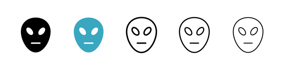 Alien icons in Multiple Styles Set. Vector Illustration