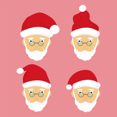 Festive Santa Claus hat variations on pink background. Vector illustration, EPS10