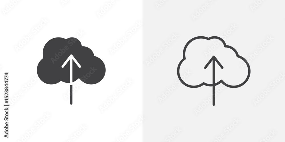 Poster upload to cloud icon vector symbol for mobile apps and website ui designs.