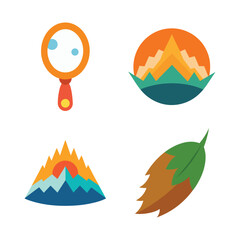 Summer season element flat color   