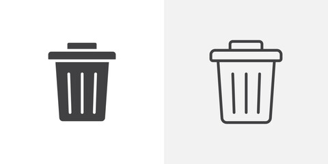 Trash Bin icon vector symbol for mobile apps and website UI designs.