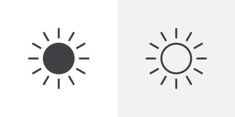 Sun icon vector symbol for mobile apps and website UI designs.