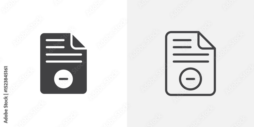 Poster remove file icon vector symbol for mobile apps and website ui designs.