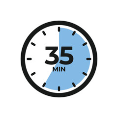 35 minutes, stopwatch icon, digital timer. clock and watch, timer, countdown symbol.