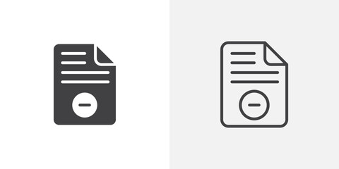 Remove file icon vector symbol for mobile apps and website UI designs.
