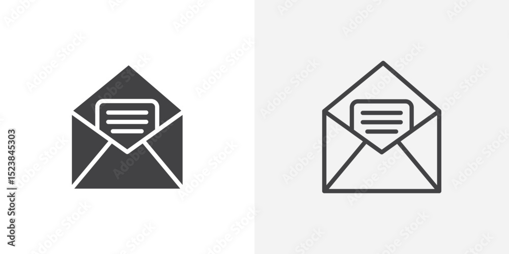 Poster open envelope icon vector symbol for mobile apps and website ui designs.
