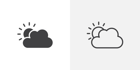 Partially cloudy icon vector symbol for mobile apps and website UI designs.