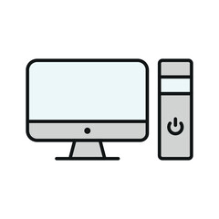 Flat computer icon, ideal for digital work, education, online use, office tools, and tech illustrations.