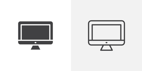 Monitor icon vector symbol for mobile apps and website UI designs.