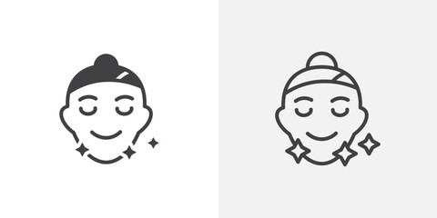 Glowing skin icon vector symbol for mobile apps and website UI designs.