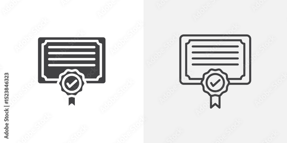 Poster certificate icon vector symbol for mobile apps and website ui designs.