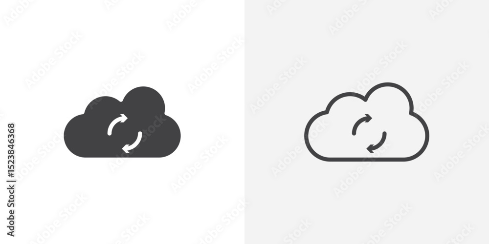 Poster cloud sync icon vector symbol for mobile apps and website ui designs.