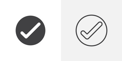 Checkmark icon vector symbol for mobile apps and website UI designs.