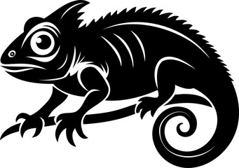 Obraz premium A detailed silhouette of a chameleon perched on a branch