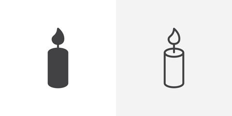 Candle icon vector symbol for mobile apps and website UI designs.