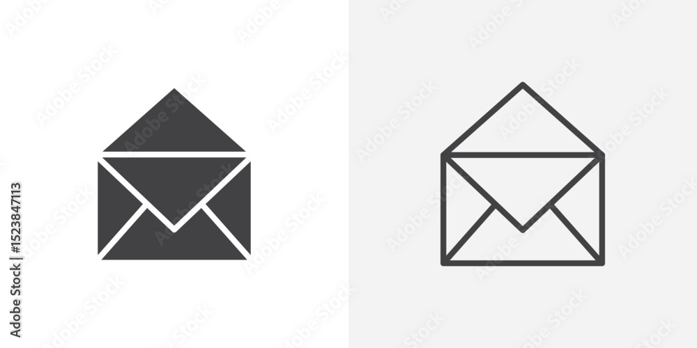 Poster open envelope icon vector symbol for mobile apps and website ui designs.