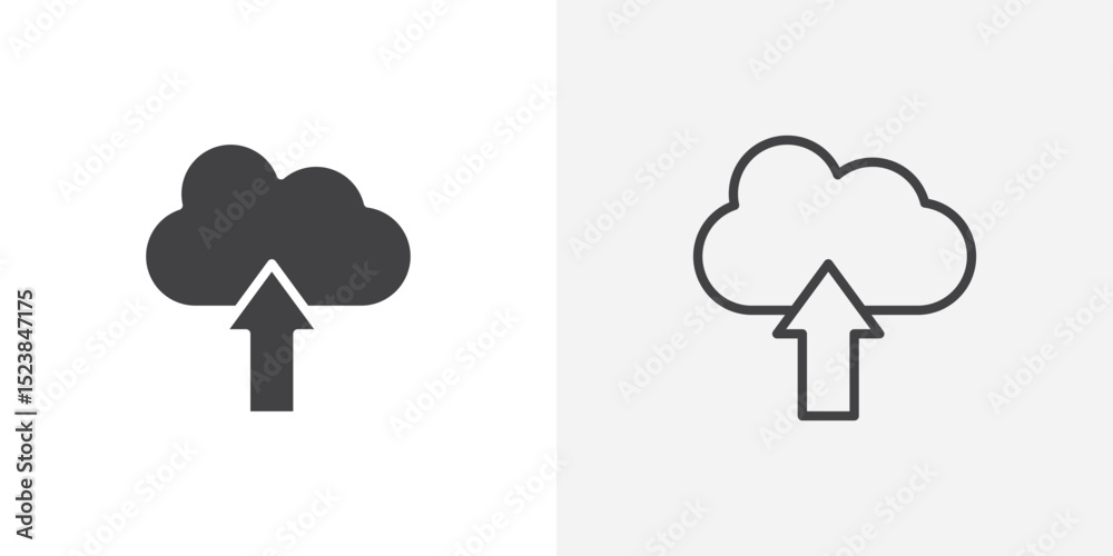 Poster cloud upload icon vector symbol for mobile apps and website ui designs.