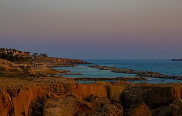 Dramatic sunset near village Chlorakas in Cyprus