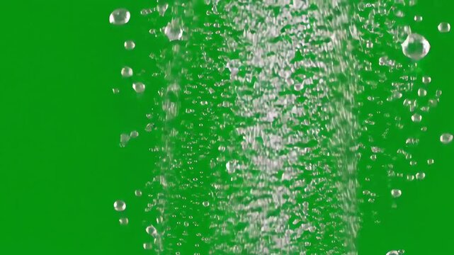 Rising Bubbles in Water Column on Green Screen Stock Photo