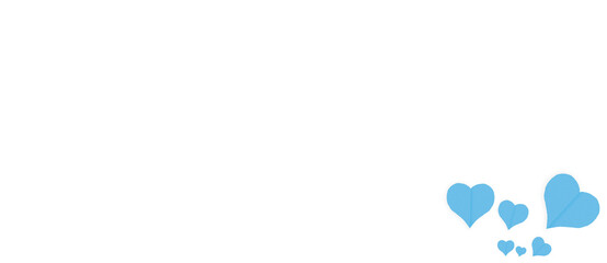 Isolated light blue paper heart shape on transparent background. Valentine's Day. Red heart with shadow. Love. Illustration.