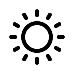 Summer holiday icon. Simple sun icon, simple outline design, representing warmth, clear weather, or sunny days, suitable for weather apps, general summer themes, or simple forecasts.