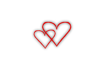 Red paper heart shape isolated on transparent background. Valentine's Day. Red heart with shadow. Love. Illustration.