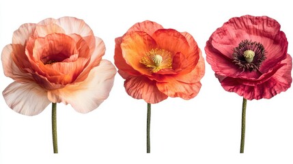 Obraz premium Colorful Poppy Flowers Isolated. (1)