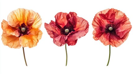 Obraz premium Colorful Poppy Flowers Isolated.