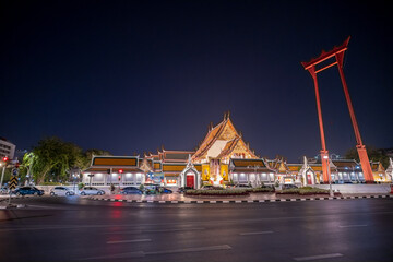 Wat Suthat Thepwararam with The Giant Swing, is a royal Buddhism temple of the first grade, one of ten such temples in Bangkok and located in the combretum grove