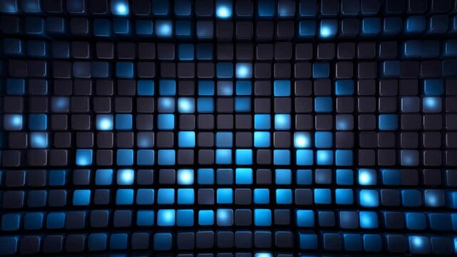 Digital blue grid background with glowing squares forms a modern tech backdrop suitable for data interfaces and futuristic visuals