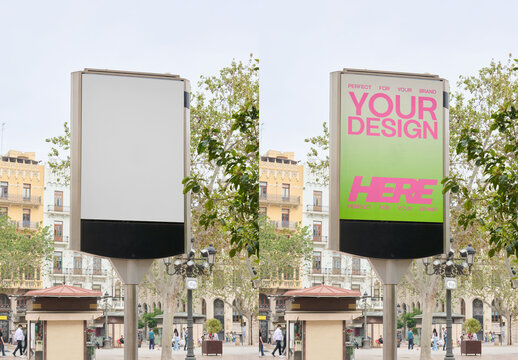 Public Square Ad Panel Mockup in Valencia, Spain
