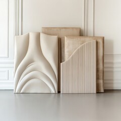 Abstract Sculptural Upholstered Panels against Classic Wall