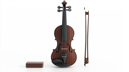 Fototapeta premium Elegant Violin with Bow and Case A Refined Musical Instrument