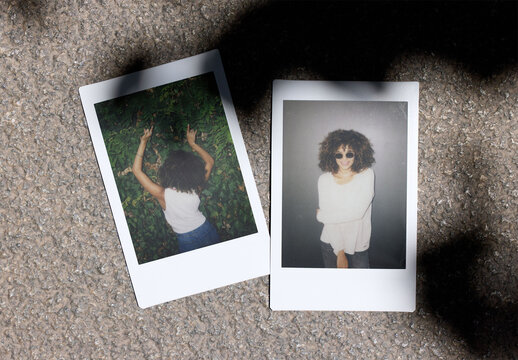 two mini polaroids for design templates. 46 x 62 mm