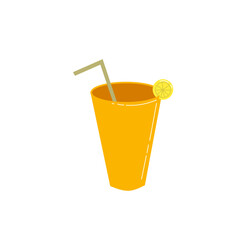Illustration of a glass orange juice with straw, best for summer vibes theme design 