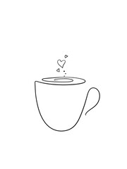Coffee Cup One Line Drawing – Printable Wall Art – Minimalist Kitchen Wall Art,