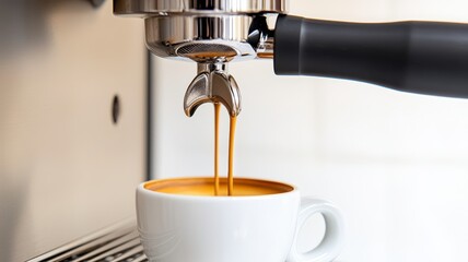 Artisanal coffee shot captured in high resolution, showcasing barista skills and brewing techniques.